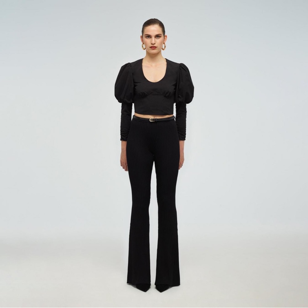 Self-Portrait Puff Sleeve Top Black